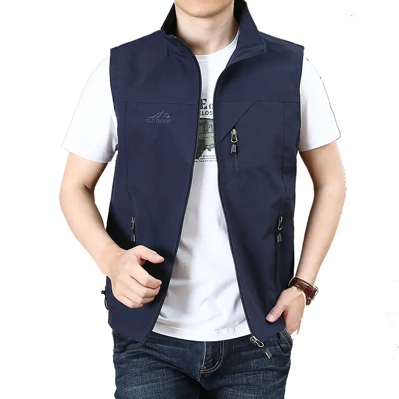 Men's Fishing Vest Olive Green Collar Large 7882 - Image 10