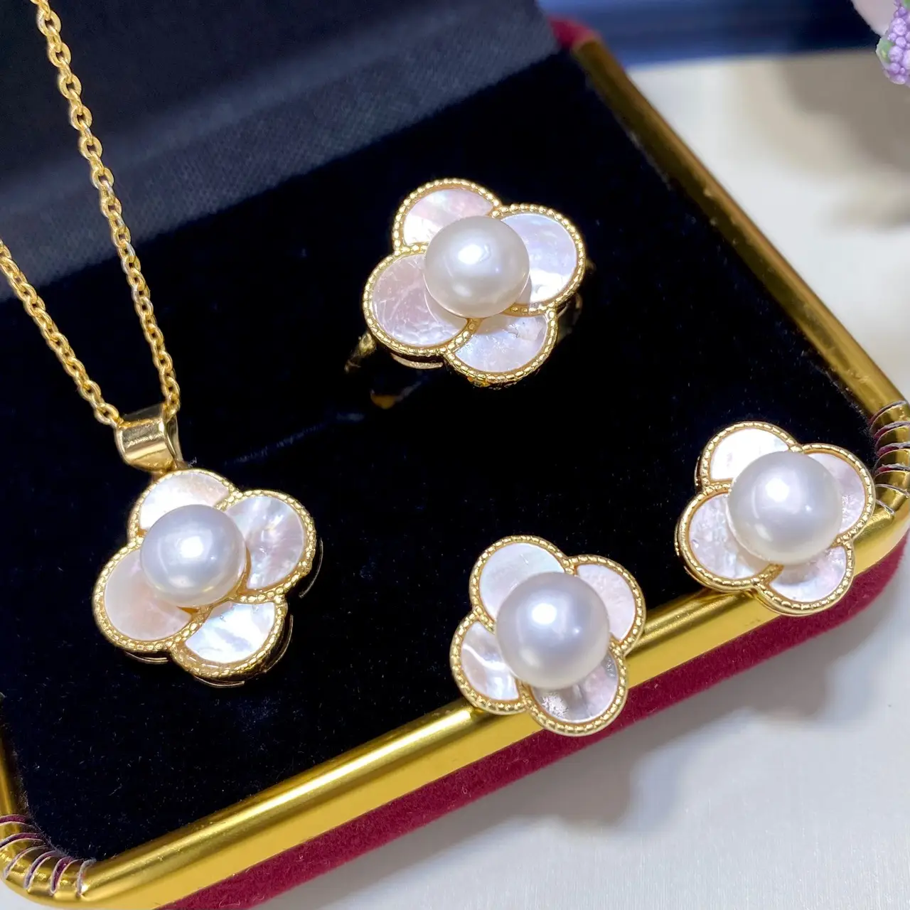 2025 Freshwater Pearl 3Pc Set Gold Plated - Image 3