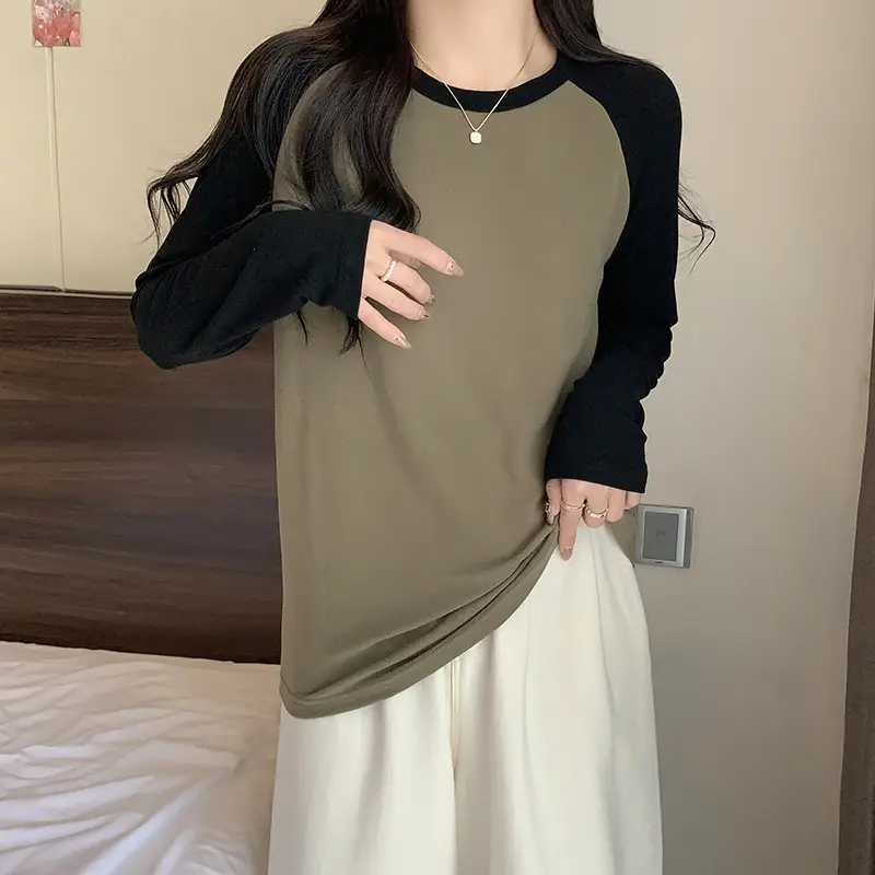 Winter Raglan T-Shirt Women White Black Long Sleeve - Image 6