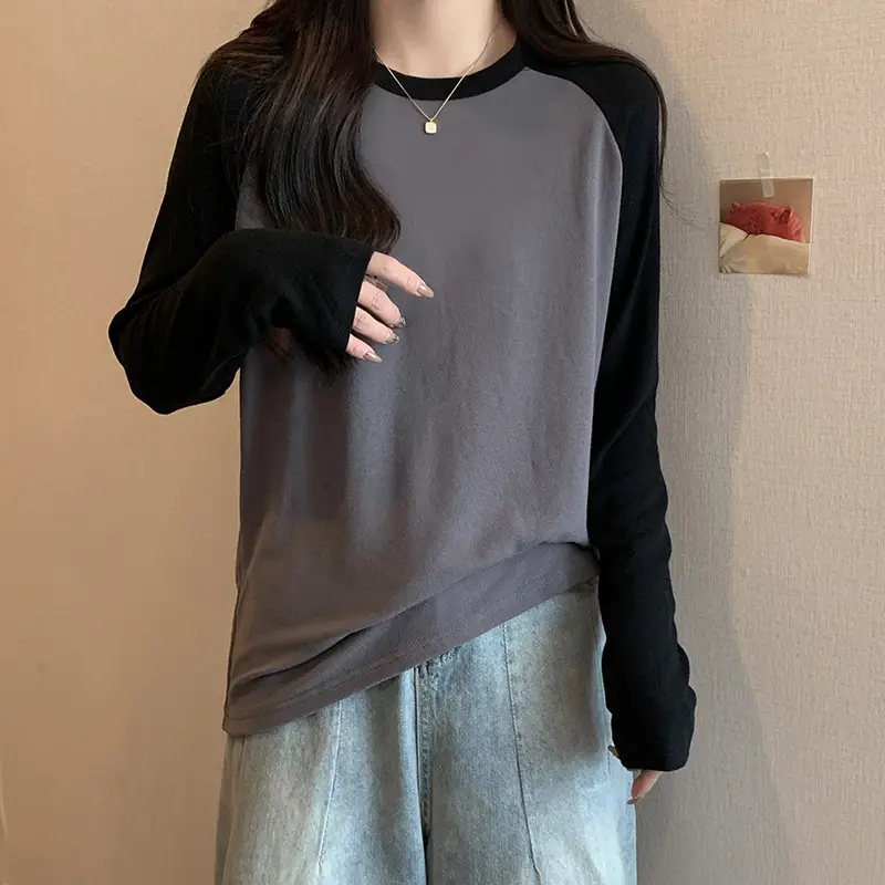 Winter Raglan T-Shirt Women White Black Long Sleeve - Image 8