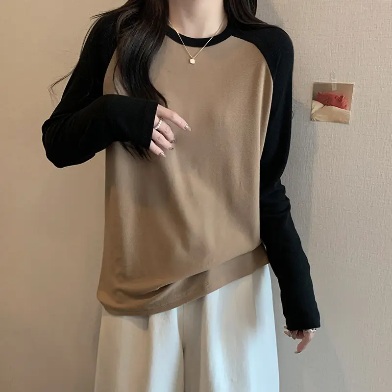 Winter Raglan T-Shirt Women White Black Long Sleeve - Image 9