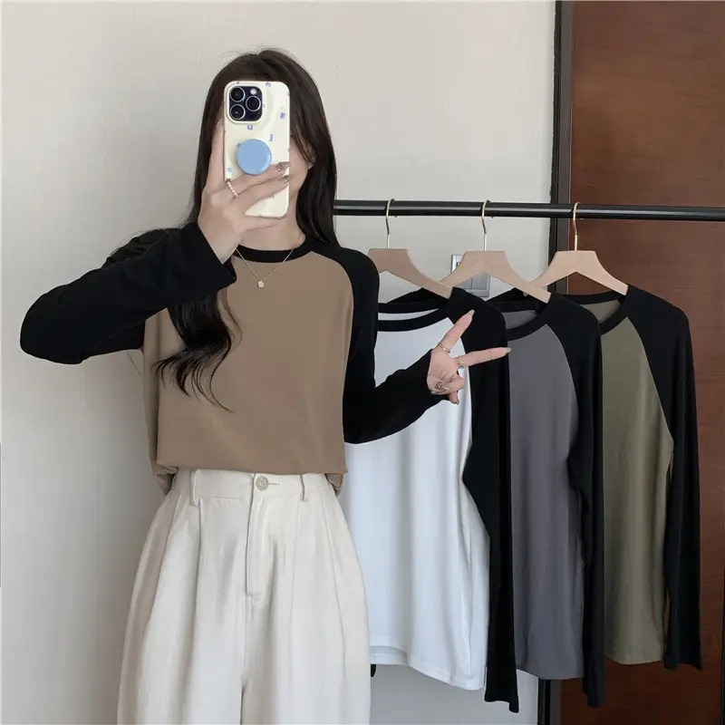 Winter Raglan T-Shirt Women White Black Long Sleeve — feature 10
