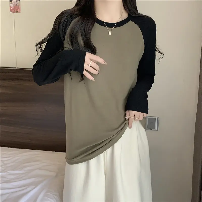 Winter Raglan T-Shirt Women White Black Long Sleeve — feature 12