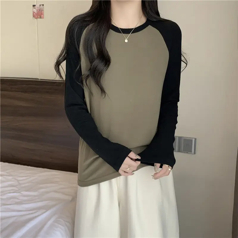 Winter Raglan T-Shirt Women White Black Long Sleeve — feature 13