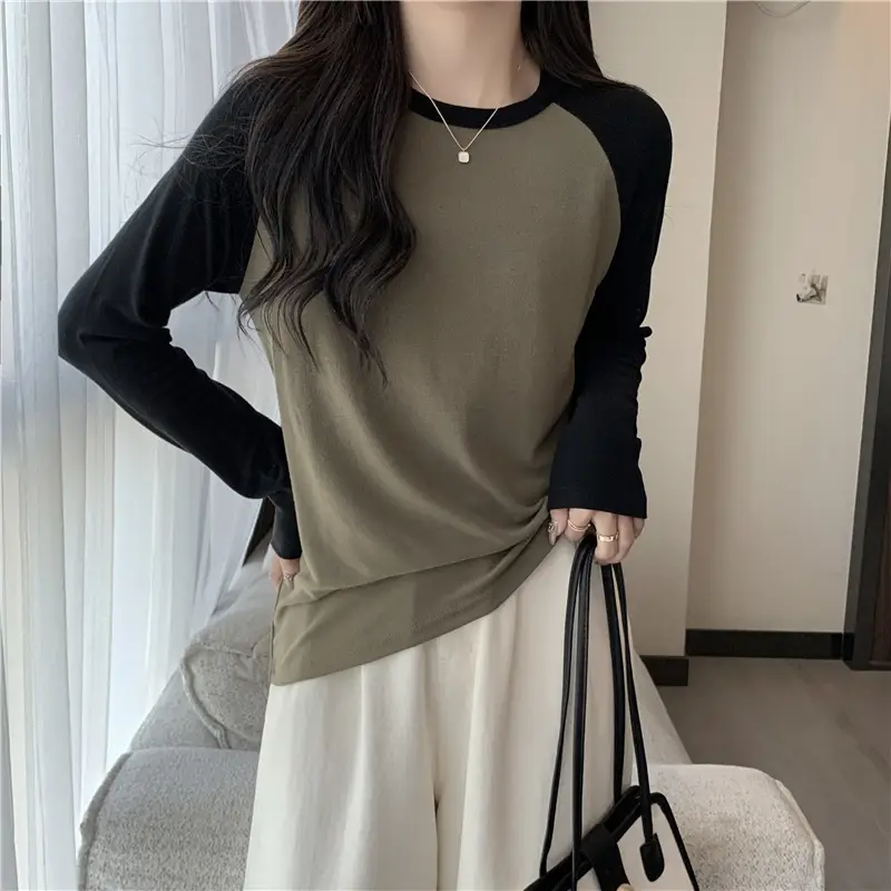 Winter Raglan T-Shirt Women White Black Long Sleeve — feature 14