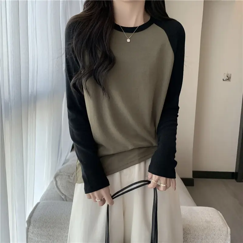 Winter Raglan T-Shirt Women White Black Long Sleeve — feature 15