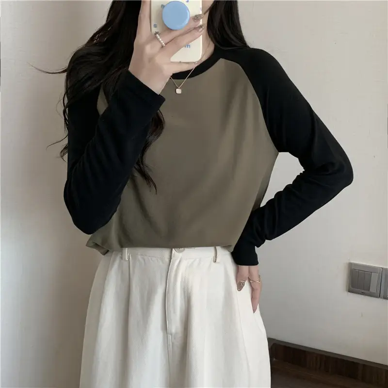 Winter Raglan T-Shirt Women White Black Long Sleeve — feature 16