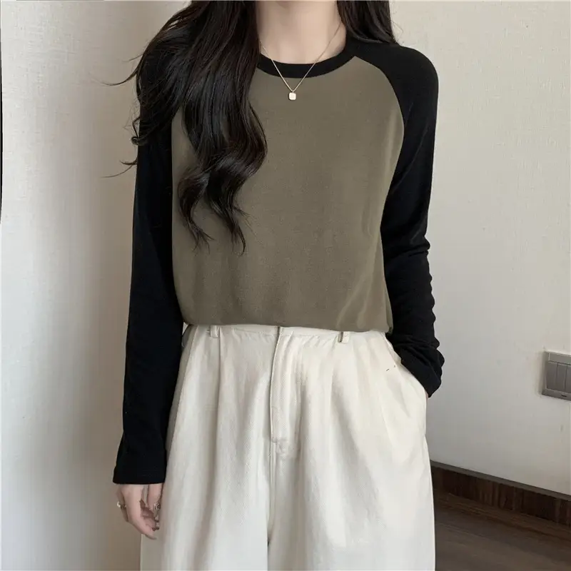 Winter Raglan T-Shirt Women White Black Long Sleeve — feature 17