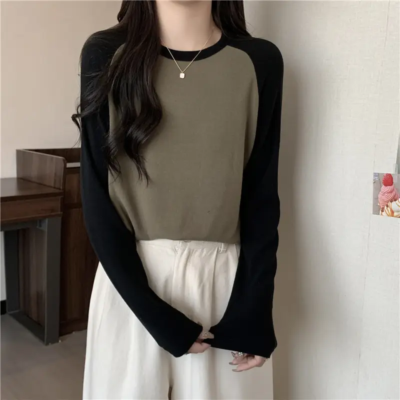 Winter Raglan T-Shirt Women White Black Long Sleeve — feature 18