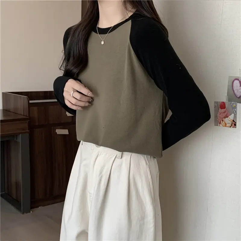 Winter Raglan T-Shirt Women White Black Long Sleeve — feature 19