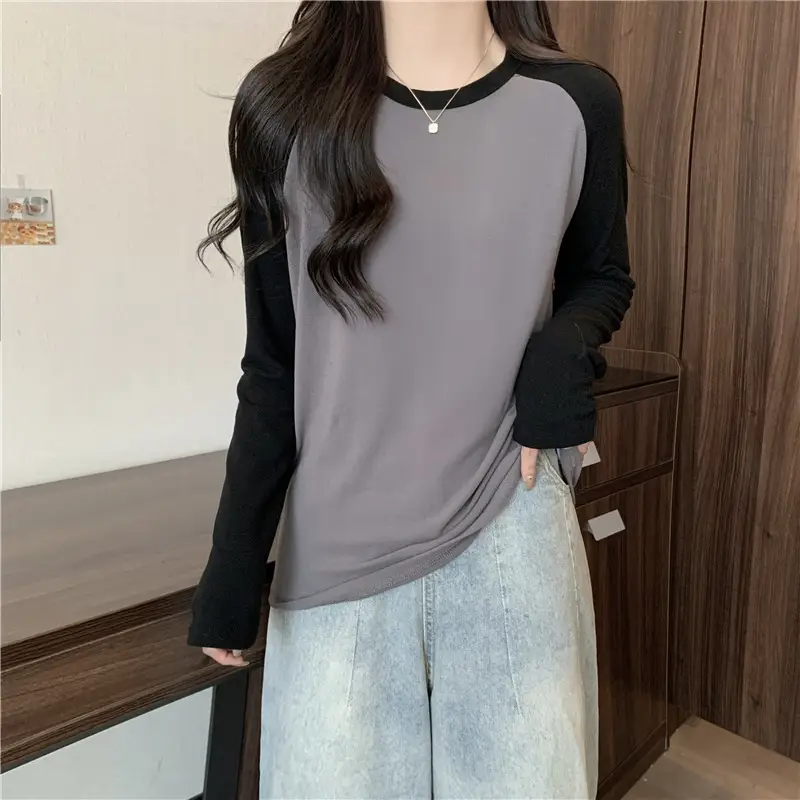 Winter Raglan T-Shirt Women White Black Long Sleeve — feature 20