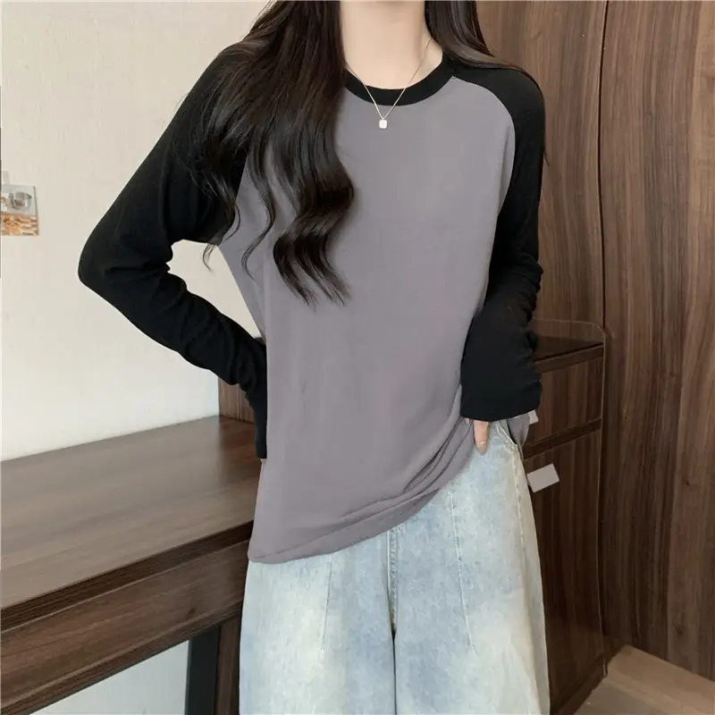 Winter Raglan T-Shirt Women White Black Long Sleeve — feature 21