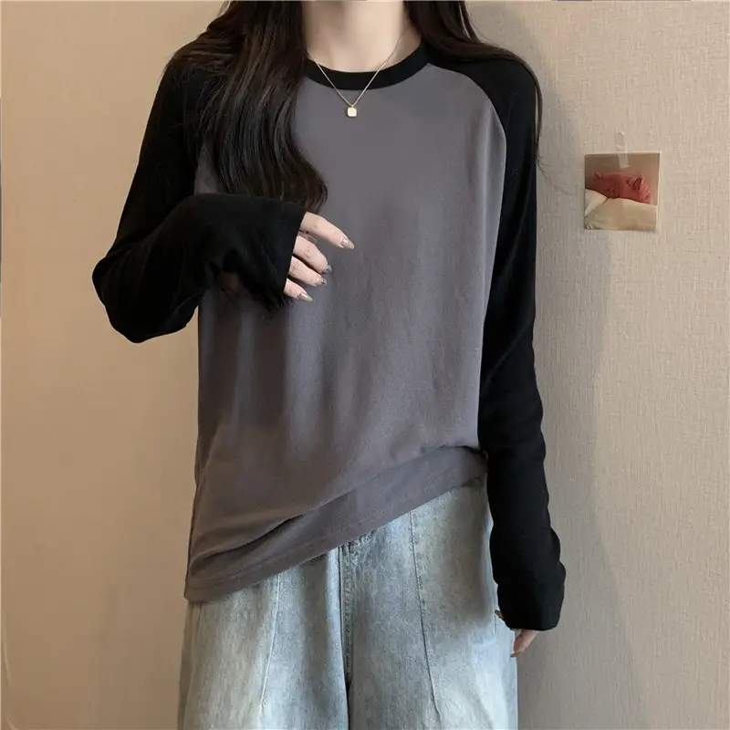 Winter Raglan T-Shirt Women White Black Long Sleeve — feature 22