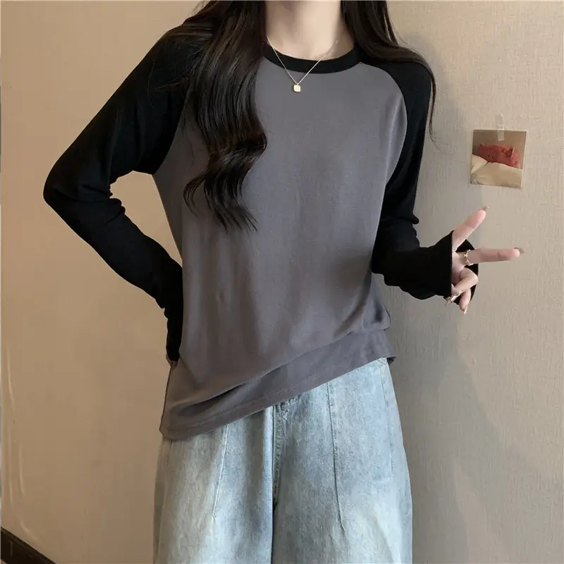 Winter Raglan T-Shirt Women White Black Long Sleeve — feature 23