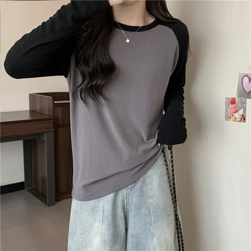 Winter Raglan T-Shirt Women White Black Long Sleeve — feature 24