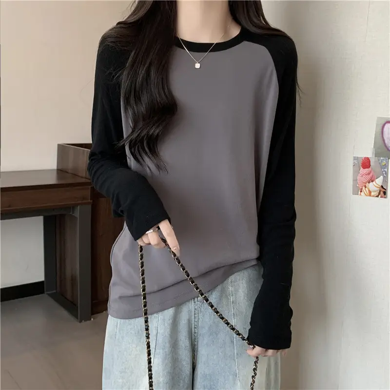 Winter Raglan T-Shirt Women White Black Long Sleeve — feature 25