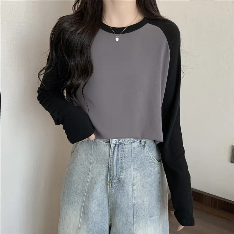 Winter Raglan T-Shirt Women White Black Long Sleeve — feature 26