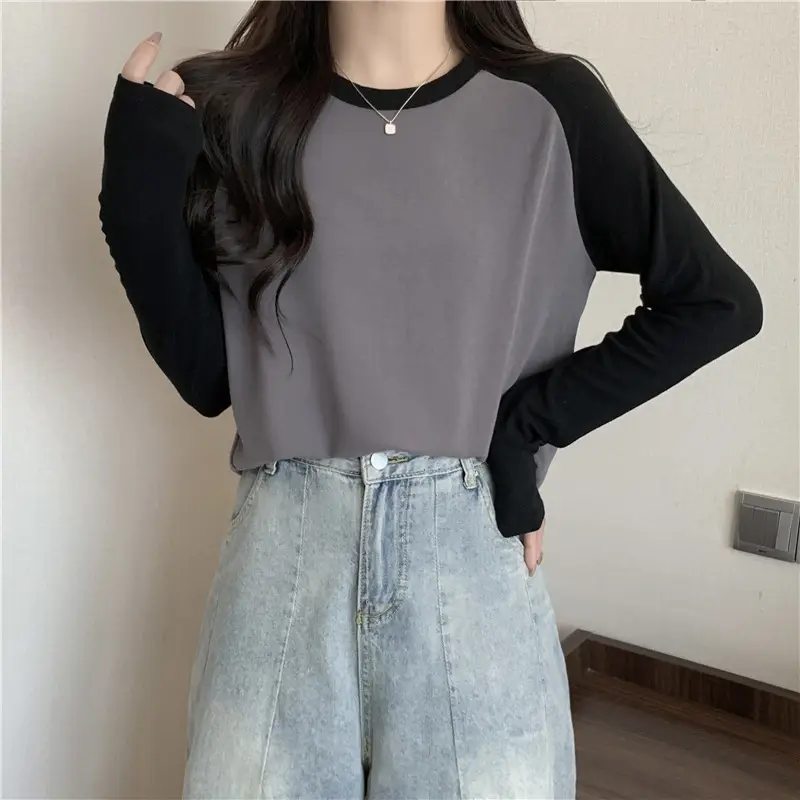 Winter Raglan T-Shirt Women White Black Long Sleeve — feature 27
