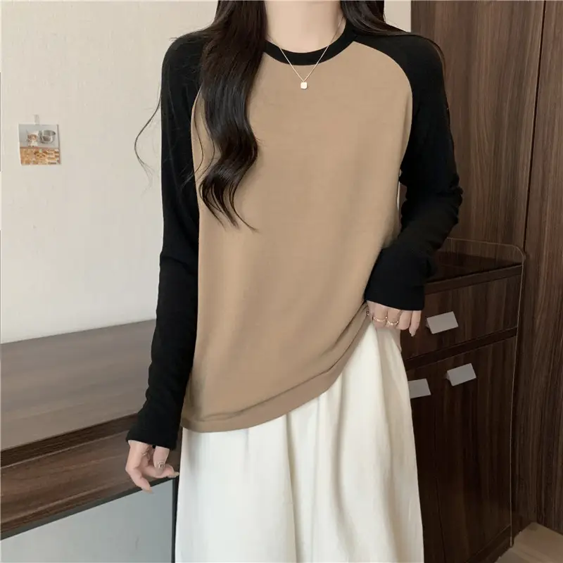 Winter Raglan T-Shirt Women White Black Long Sleeve — feature 3