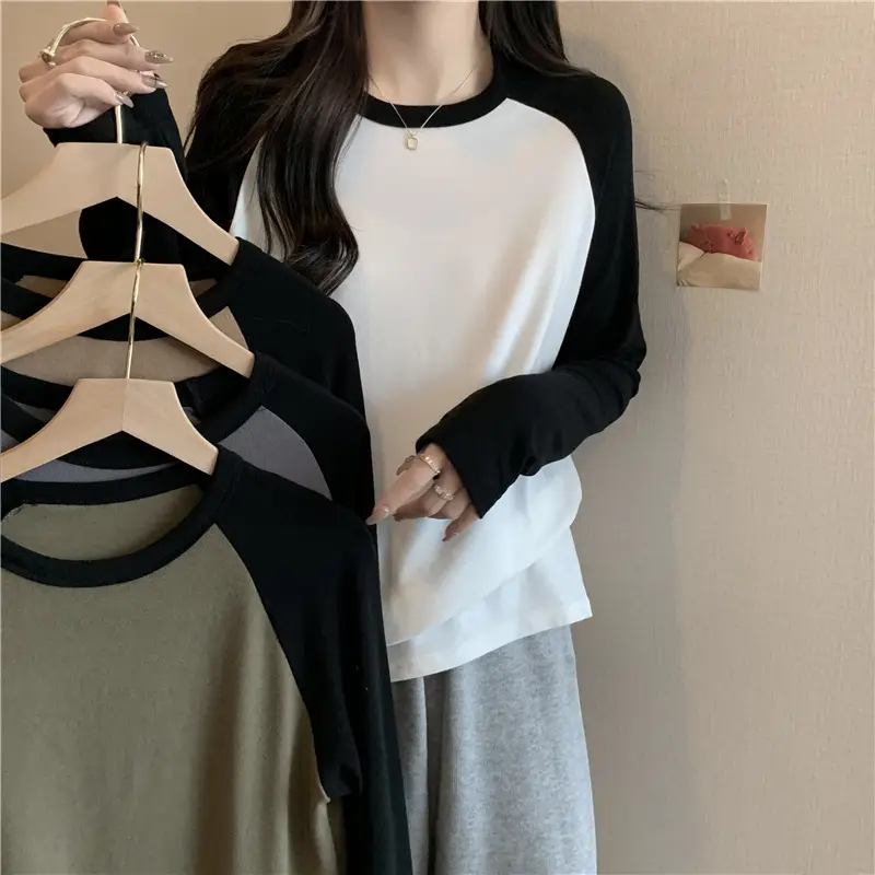 Winter Raglan T-Shirt Women White Black Long Sleeve — feature 37