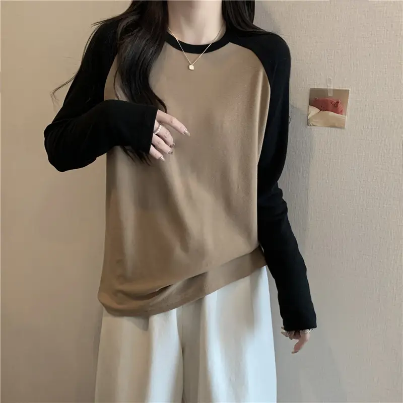 Winter Raglan T-Shirt Women White Black Long Sleeve — feature 4