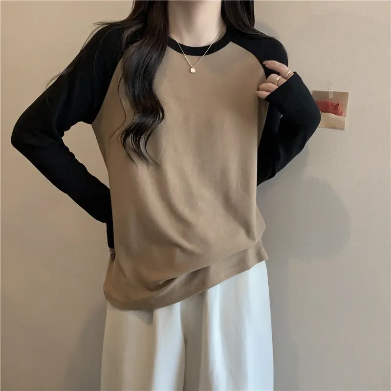 Winter Raglan T-Shirt Women White Black Long Sleeve — feature 5