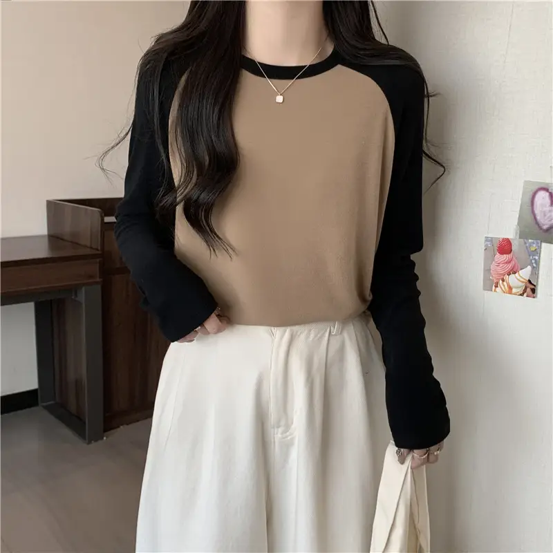 Winter Raglan T-Shirt Women White Black Long Sleeve — feature 6