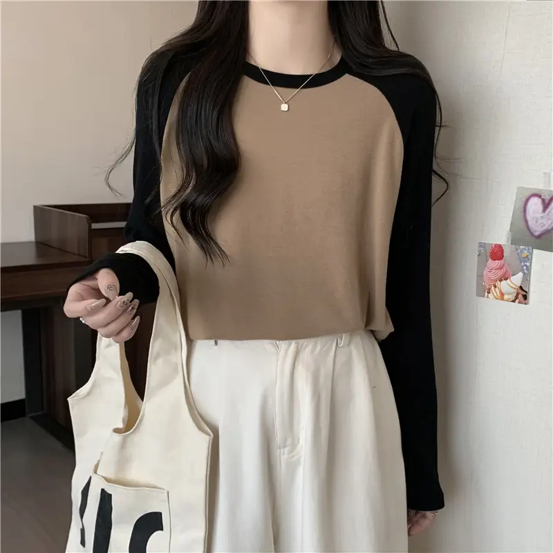 Winter Raglan T-Shirt Women White Black Long Sleeve — feature 7