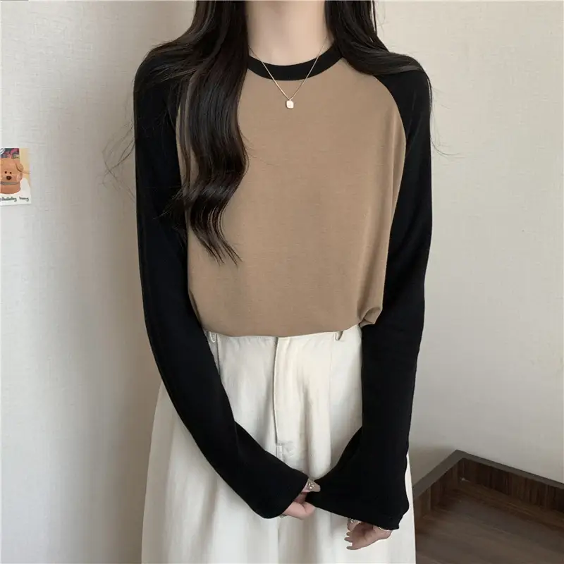 Winter Raglan T-Shirt Women White Black Long Sleeve — feature 8