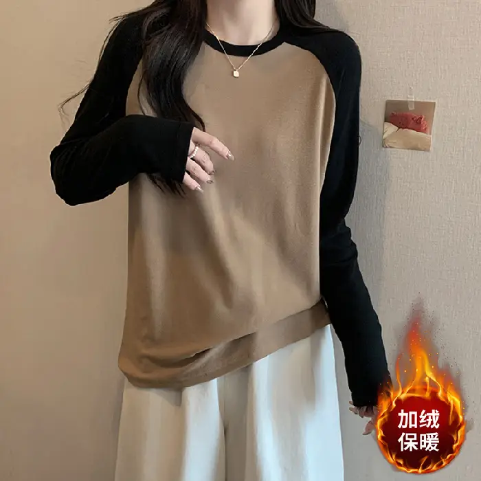 Winter Raglan T-Shirt Women White Black Long Sleeve - Image 3