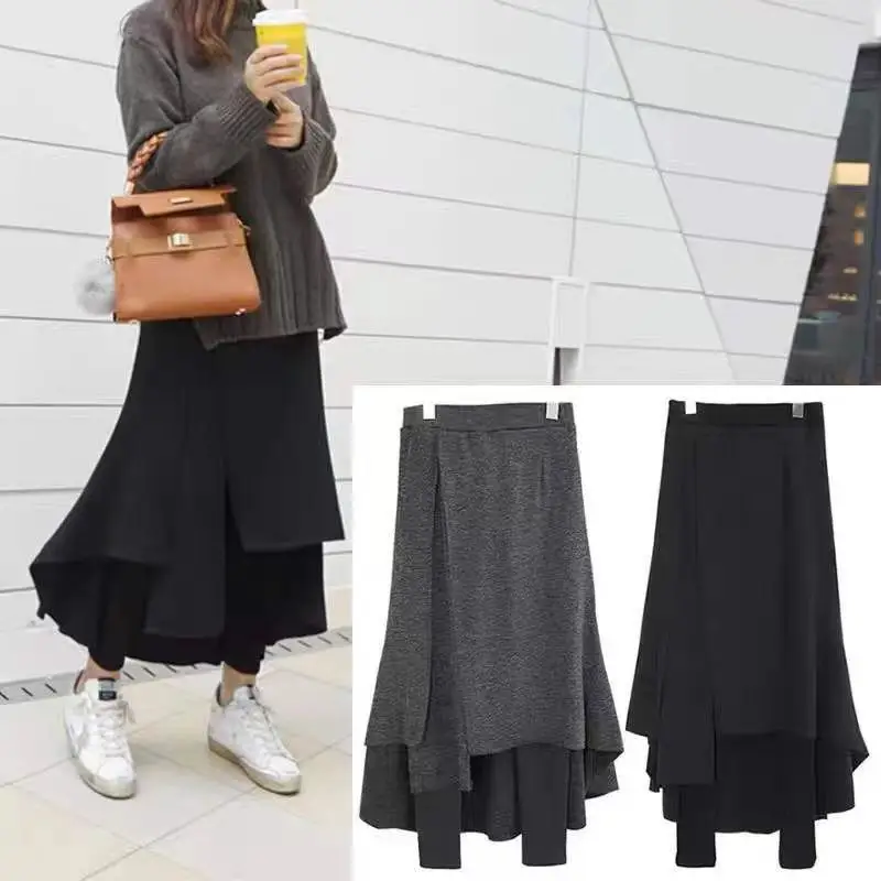 Black Velvet Long Skirt Large Size — feature 1