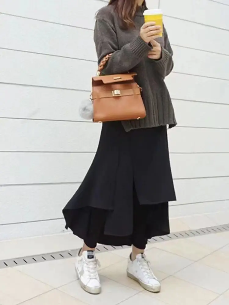 Black Velvet Long Skirt Large Size — feature 23