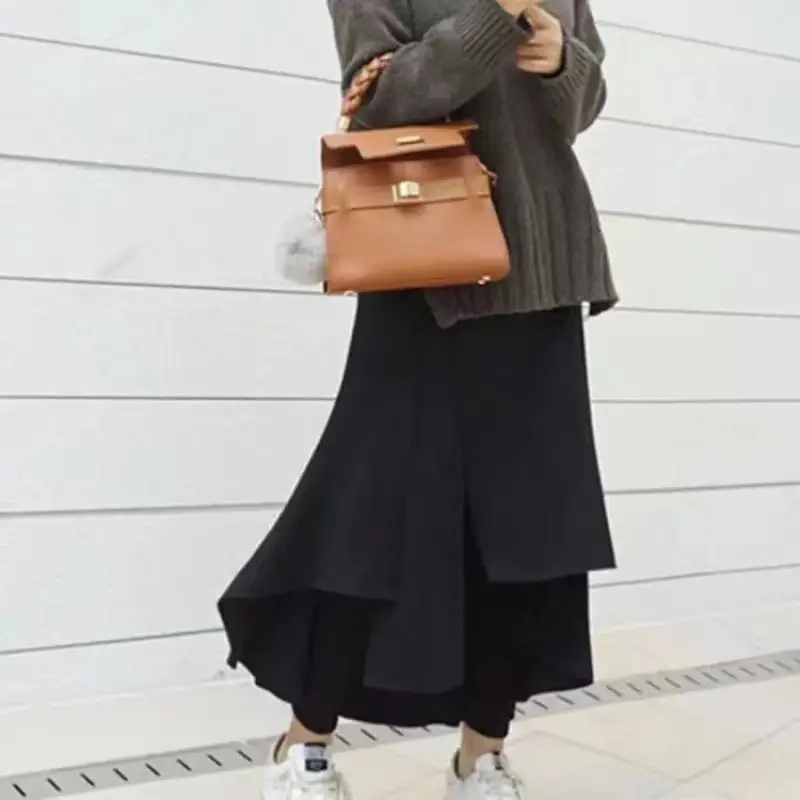 Black Velvet Long Skirt Large Size — feature 8