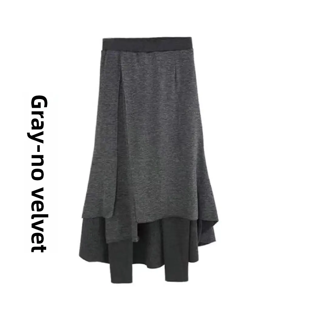 Black Velvet Long Skirt Large Size - Image 7