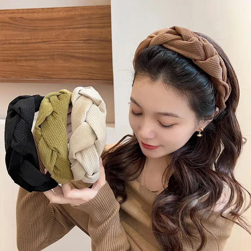 Autumn Winter Twist Hair Bundles Skull Top Headband Set — feature 2