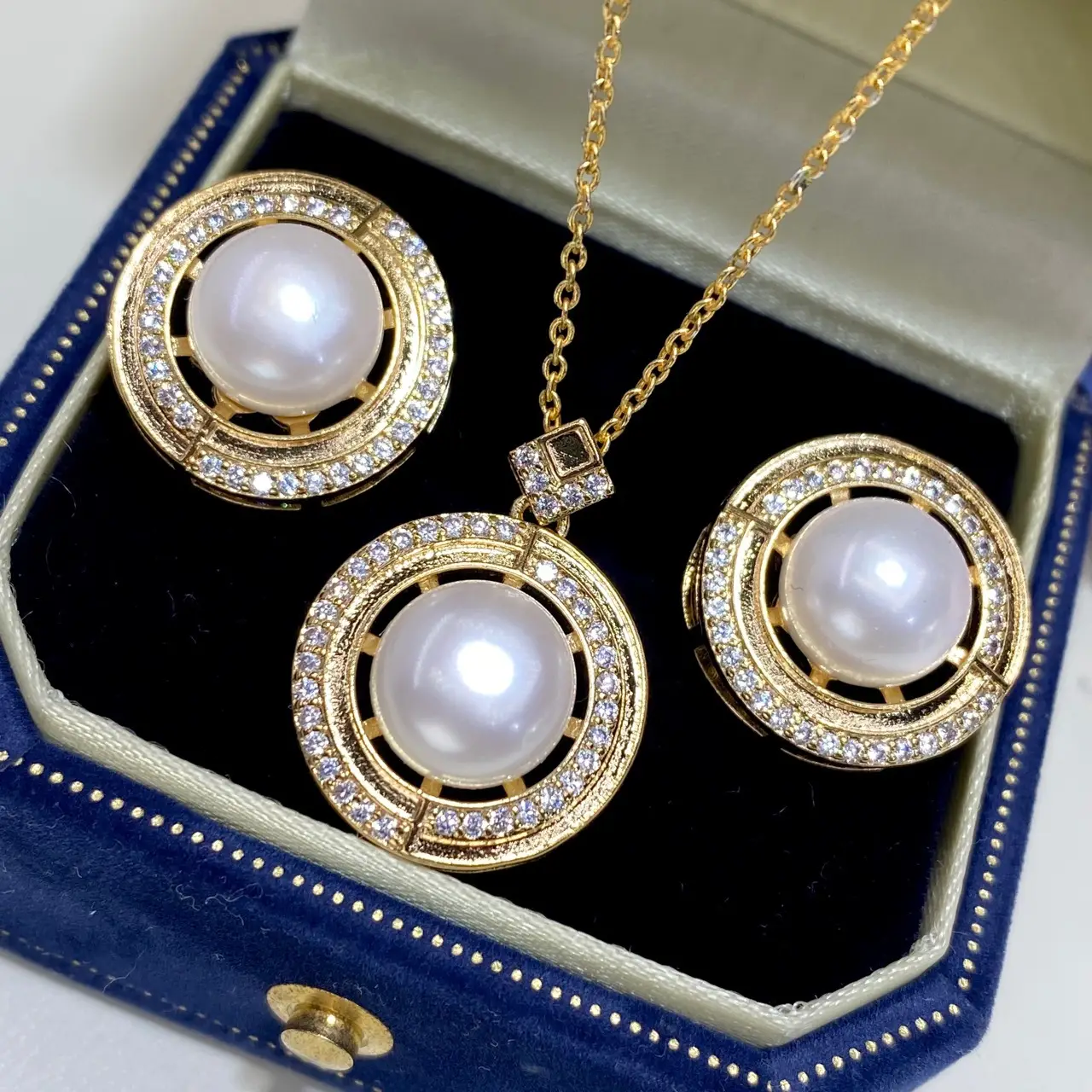 2025 Pearl Necklace Set with Earrings Ring Pendant Gold Plated — feature 6