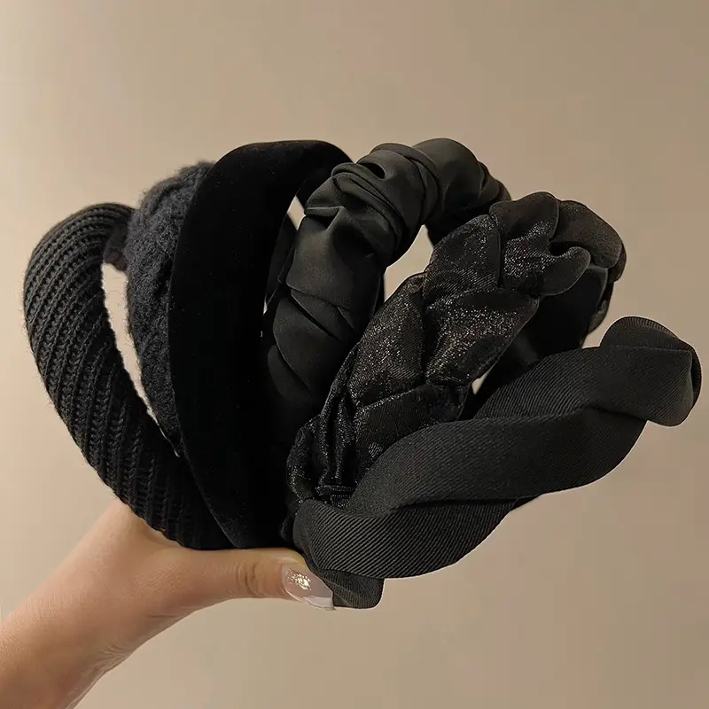 Black Ruched Hair Band for Women High-end Top - Image 15