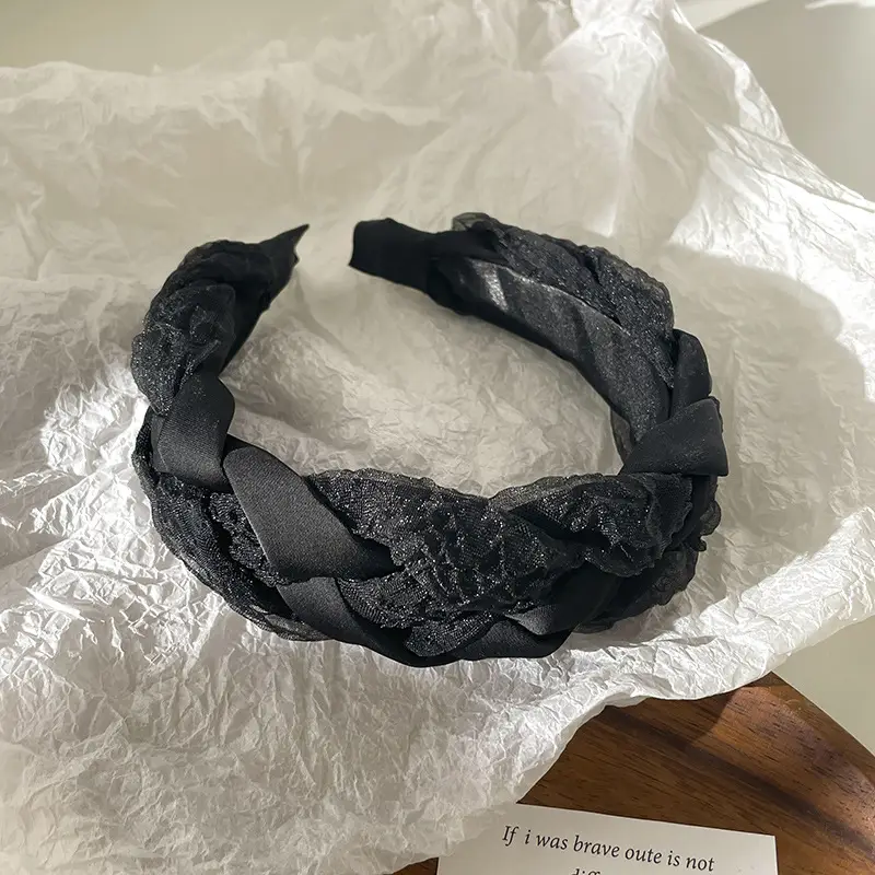 Black Ruched Hair Band for Women High-end Top - Image 10