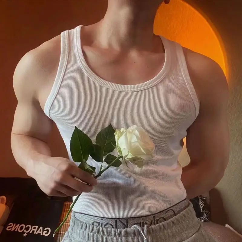 Men's White Heavy Threaded Vest Sports Training Vest - Image 10