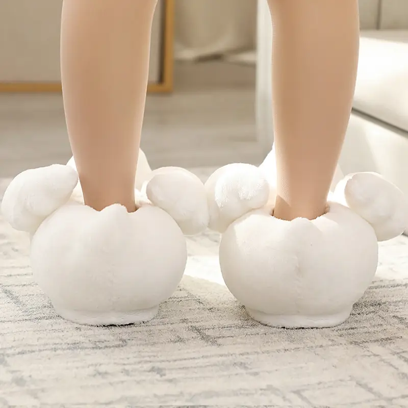 Big White Goose Cotton Slippers for Women Winter Cute All-Inclusive Plush Home Indoor Women's Warm Funny Furry Shoes - Image 5