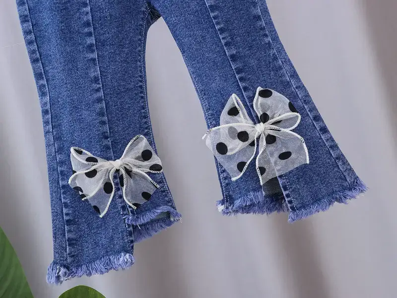 Girls Denim Bow Pants Spring Autumn Slim Fit — feature 14
