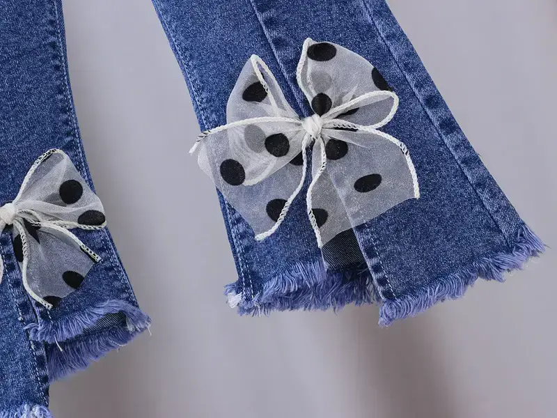 Girls Denim Bow Pants Spring Autumn Slim Fit — feature 15