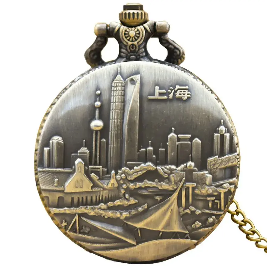 Retro Shanghai Korean Pocket Watch with Chain - Image 9