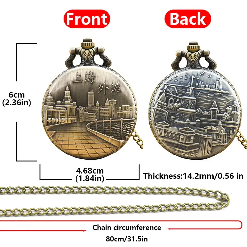 Retro Shanghai Korean Pocket Watch with Chain — feature 15