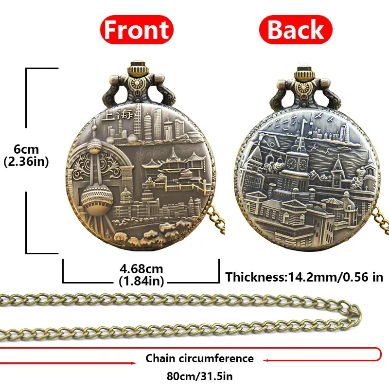 Retro Shanghai Korean Pocket Watch with Chain — feature 19