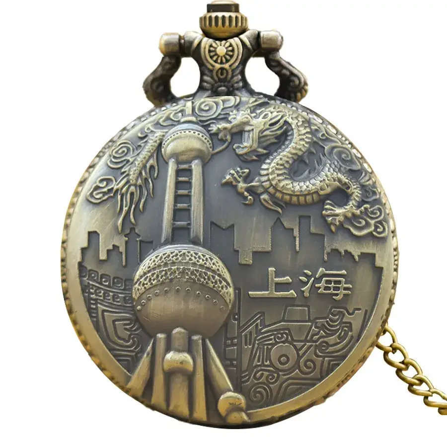 Retro Shanghai Korean Pocket Watch with Chain - Image 5
