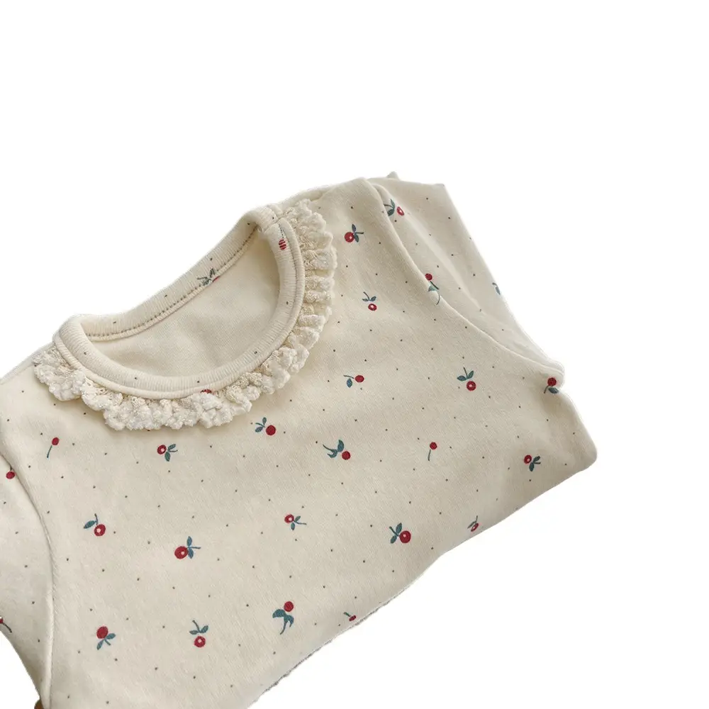 Cute Lace Baby Suit for Newborns Pure Cotton Printed