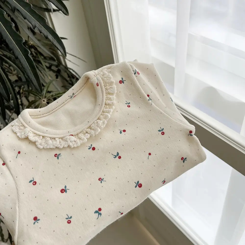 Cute Lace Baby Suit for Newborns Pure Cotton Printed