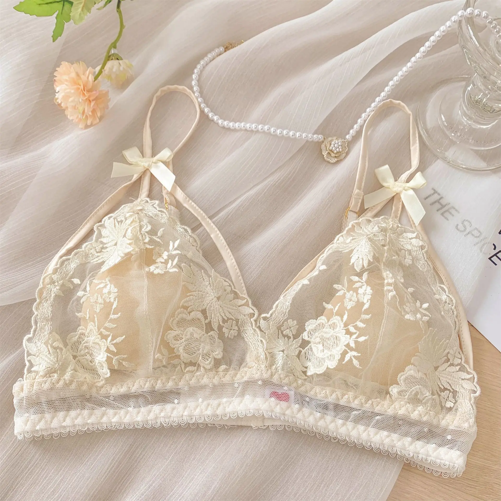 Black Lace Underwear with Floral Bow for Women — feature 9