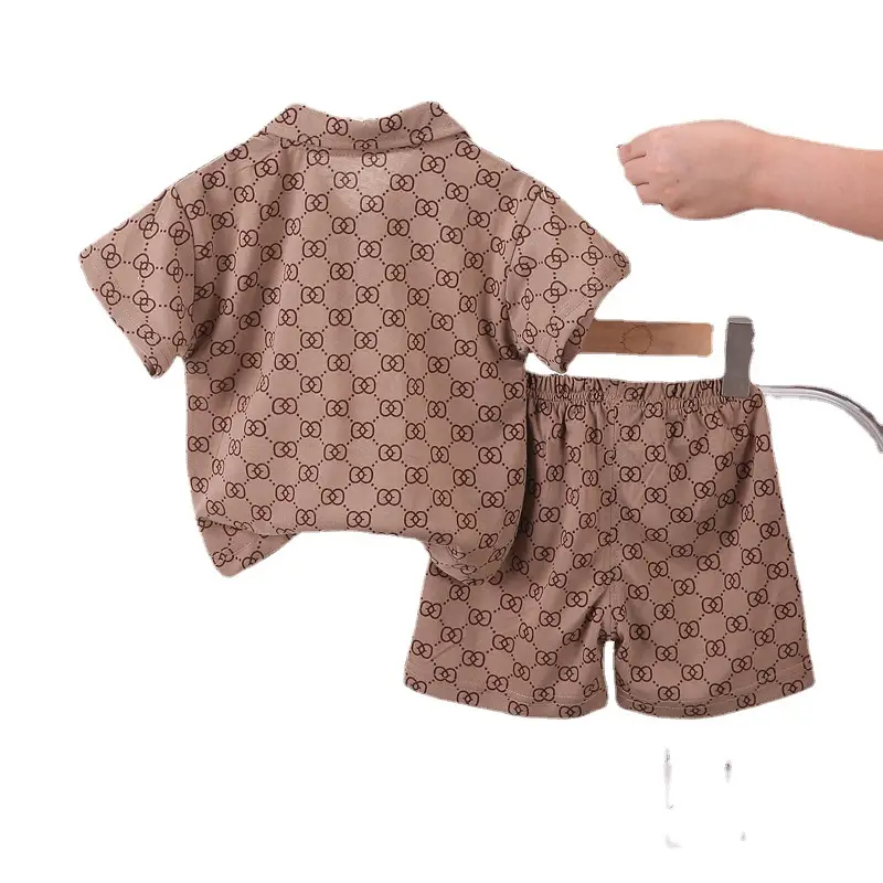 Kids Printed T-Shirt Shorts Set Brown 0-5Y - Image 7